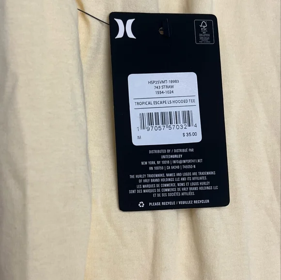 Hurley Light Yellow Tropical Escape Hoodie Tee - Picture 5 of 5